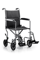 Lightweight Transport Chair, McKesson, Steel Frame with Silver Vein Finish 250 lbs. Weight Capacity Fixed Height / Padded Arm Black, 146-TR39E-SV 