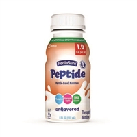 PediaSure Peptide 1.0 Cal Unflavored Pediatric Formula, 8 Ounce Bottle, Abbott 67413 - Case of 24