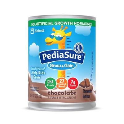 PediaSure Chocolate Grow & Gain Formula, 8 Ounce Can, Abbott 67523, 51882