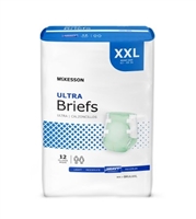 Adult Brief Diaper, 2X-LARGE, 2XL, XXL, Heavy Absorbency, McKesson Ultra, BRULXXL - Pack of 12