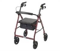 drive 4 Wheel Rollator Red Adjustable Height Aluminum Frame, R728RD 
