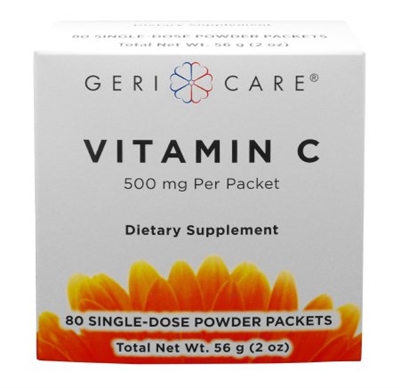 Gericare Vitamin C Supplement Powder, 500 mg Strength, Single Dose Packets - 80 Packets Per Box