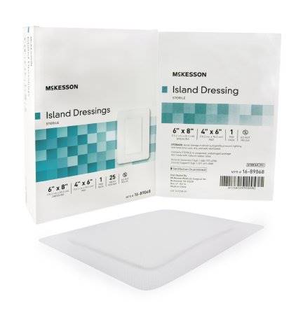 Adhesive Dressing, McKesson, 6 X 8 Inch Polypropylene / Rayon Rectangle White Sterile, 16-89068 - Case of 100