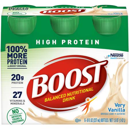 Boost High Protein Very Vanilla Flavor, 8 Ounce Container Bottle Ready to Use, 12187364 - CASE OF 24