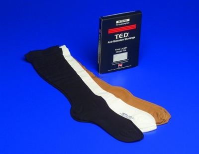 T.E.D. Anti Embolism Stockings, Knee-High Hose, Large, Regular, Beige Closed Toe