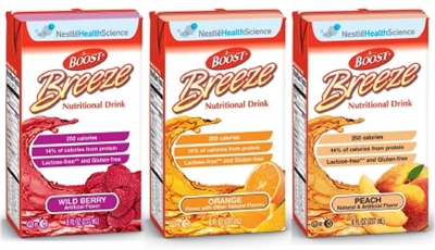 Boost Breeze Variety Pack 8 Ounce., Berry, Orange, Peach, by Nestle, Tetra Brik