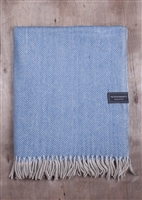 Tarten Blanket Company Recycled Wool Blue Herringbone Throw