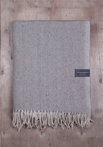 Tarten Blanket Company Recycled Wool Charcoal Herringbone Throw