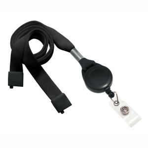 Brady Black Flat Tubular Lanyard with Break-away and Slotted Badge Reel with Clear Vinyl Strap, 5/8" Width, Badge Reel 1-1/4", Length 36", Bag of 100 PIECED and SOLD in Full Bags Only Graphic