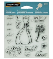 Fiskars China & Glass Clear Stamps - Bridal Shower, 12 pcs