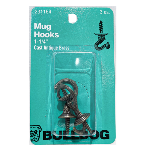 Bulldog Mug Hooks 1-1/4" 3 Pack