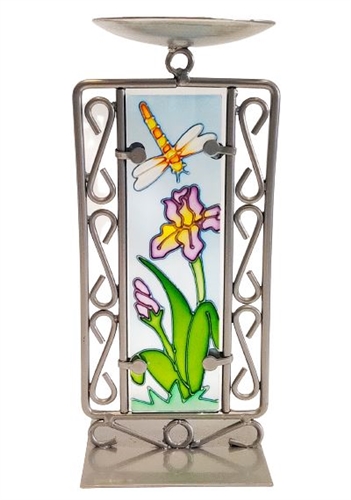 Iris Stained Glass Candle Holder