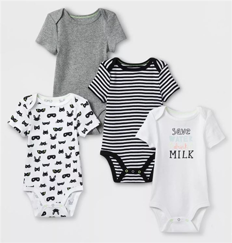 Cloud Islandâ„¢ 4pk Bodysuits For Baby Boys & Girls, 3-6 mths