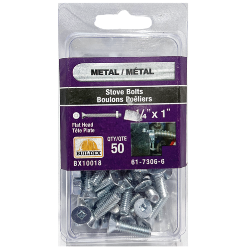 Buildex Metal Stove Bolts 1/4" x 1" Pack of 50