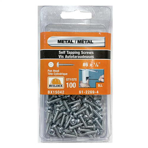 Buildex Metal Self Tapping Screws #6x1/2" 100 Pack