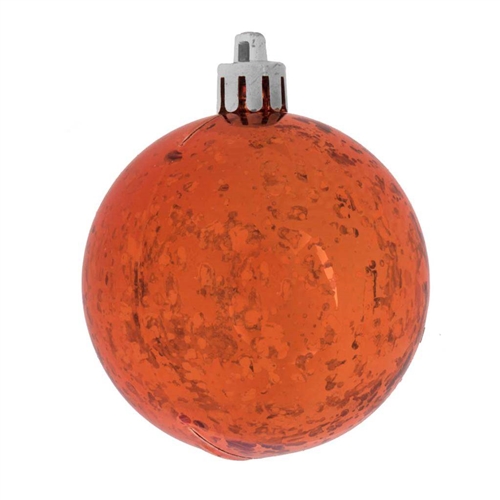 Vickerman 6" Christmas Tree Ornament, Burnished Orange Shiny Mercury Balls - Pack Of 4