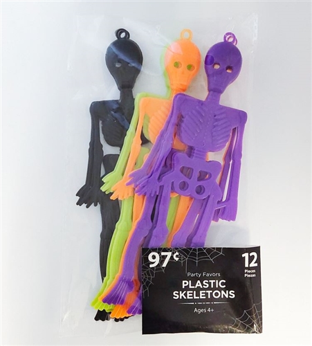 Mini Plastic Skeletons, Pack Of 12