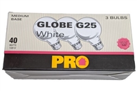 Globe G25 White Pro 40W Bulbs, 3pcs
