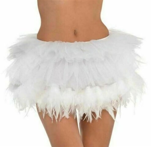 Women's Costume Deluxe White Feather Tutu, One Size