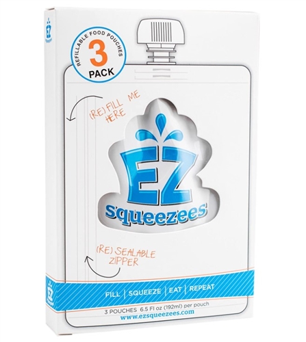 EZ Squeezees Reusable Food Pouches, Pack Of 3