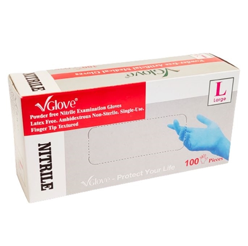Powder-Free Nitrile Examination Disposable Gloves, 100pcs/box