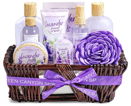 Body & Earth GCS Bath Gift Basket, 10 Pcs, Lavender