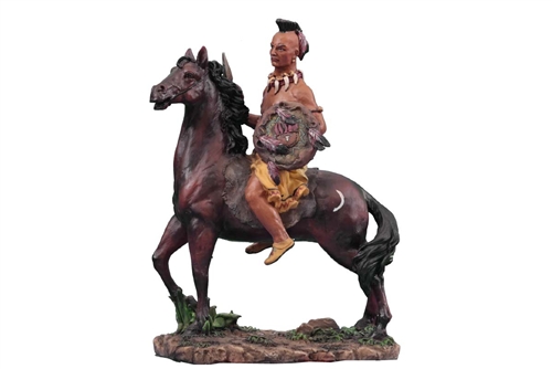 Native Brave on Horse with Mohawk
