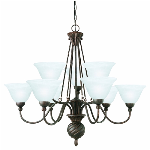 Thomas Lighting Colonial Bronze 9-Light Chandelier