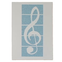 Greeting Card- Treble Clef on Blue Bkgrd