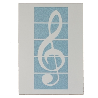 Greeting Card- Treble Clef on Blue Bkgrd