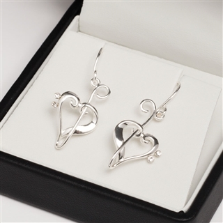 Silver Heart of Clefs Earrings