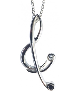 Stylized Treble Clef Pendant Necklace