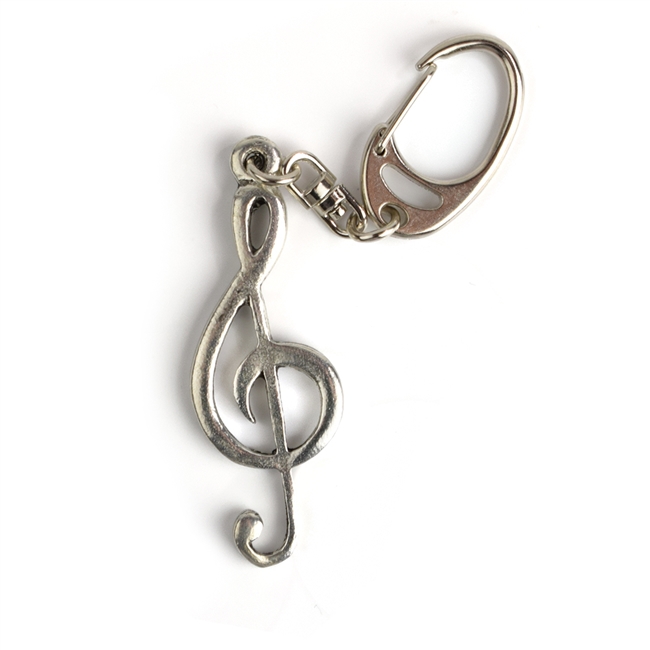 Treble Clef Pewter Keychain