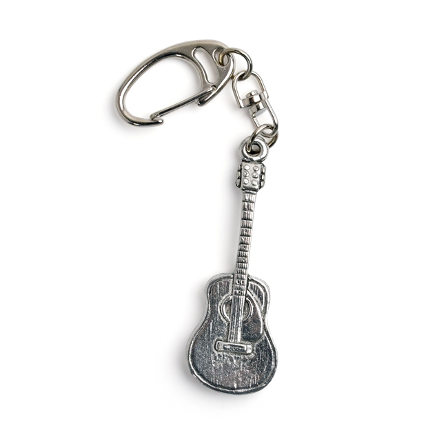 Acoustic Guitar Pewter Keychain