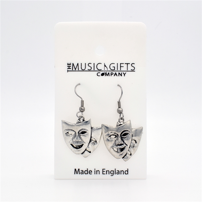 Theatrical Masks Pewter Earrings