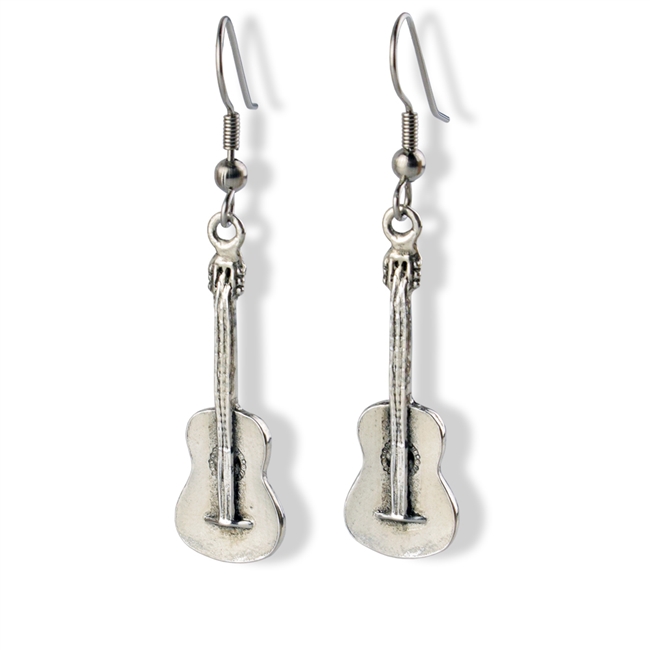 Spanish Guitar Pewter Earrings