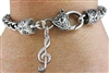 Crystal Treble Clef & Heart Clasp Bracelet