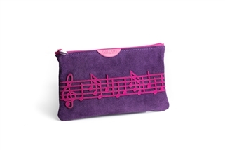 Suede Leather Music Makeup Bag