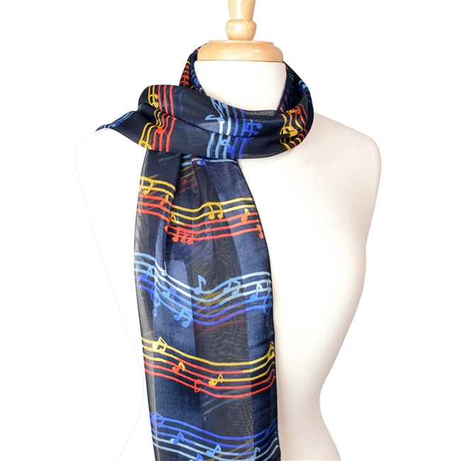 Fashion Scarf - Colorful Notes on Navy