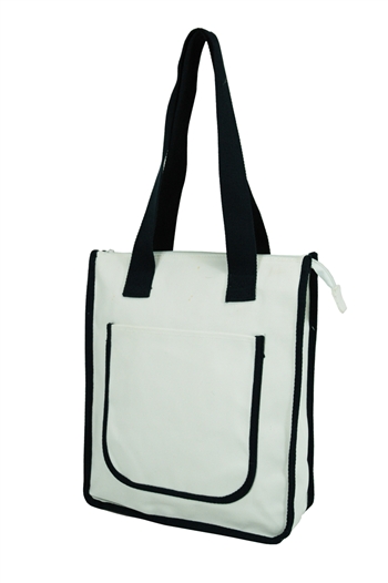 Z3007 - The Heavy White Canvas Tote with Navy Trim