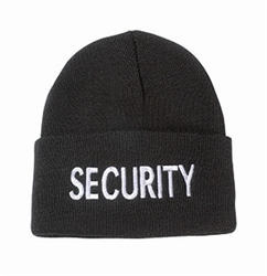 BLACK SECURITY KNIT CUFF CAP