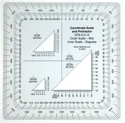 Military Style MGRS/UTM Coordinate Grid Reader and Protractor