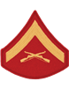 Gold/Red Male Chevron Lance Corporal USMC (Pair)