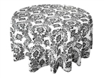 108" Black Flocking Damask Tablecloth