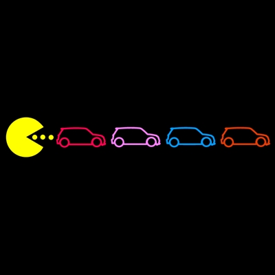 PacMan Chasing MINIs 5 color right