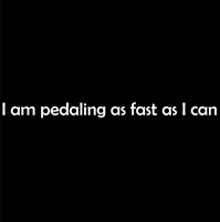 I am pedaling as fast as I can