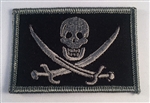 CALICO JACK (PIRATE) PATCH W/VELCRO, GREY ON BLACK