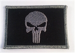 PUNISHER FLAG PATCH W/VELCRO, GREY ON BLACK