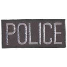 POLICE PATCH, GREY ON BLACK