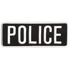 POLICE BACK PATCH, WHITE ON BLACK